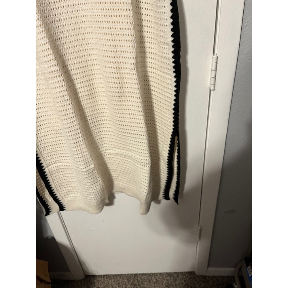 Universal Thread Cream Crochet Sleeveless Midi Sweater Dress Black Trim 2X NEW - Picture 11 of 11